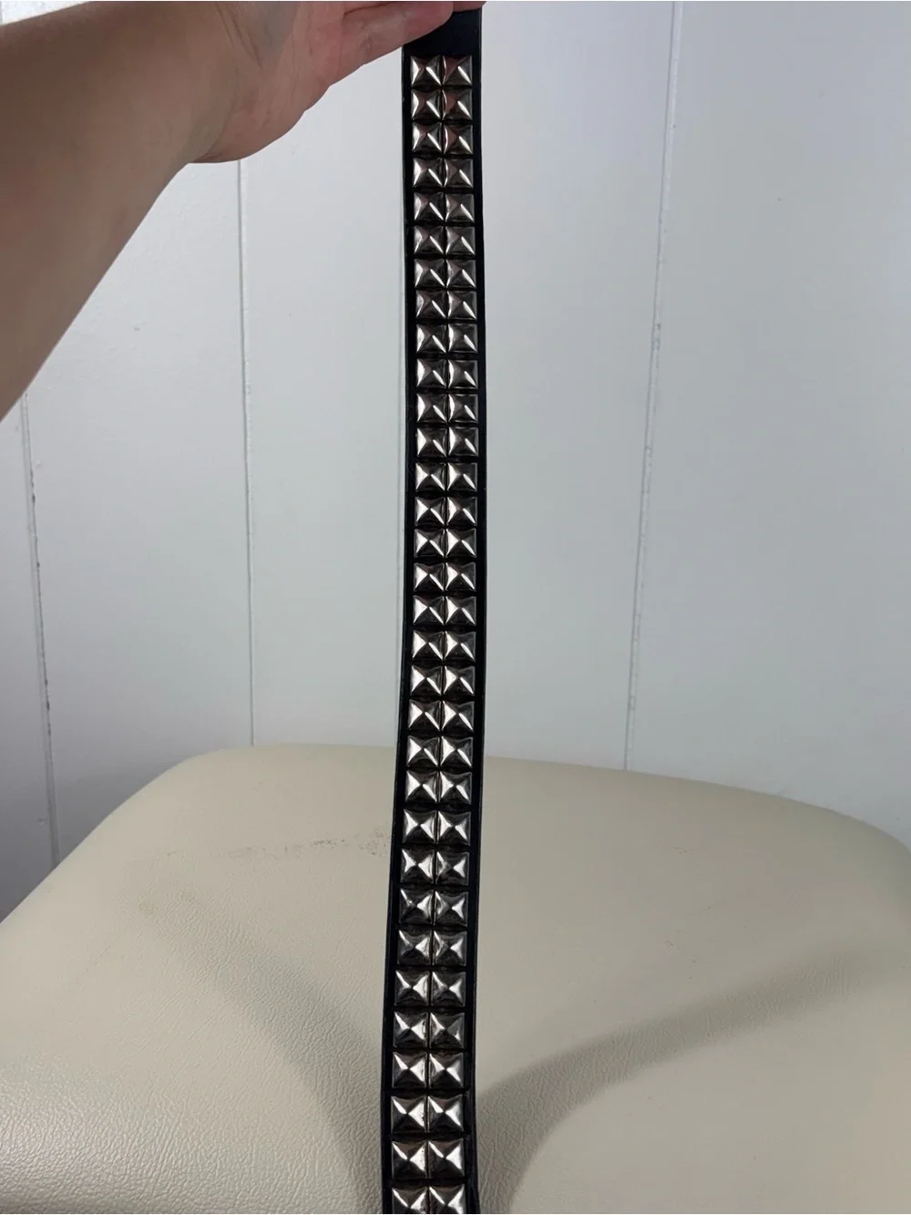 Hot Topic Vintage 90s Genuine Leather Silver Studded Belt Punk Gothic Y2K Band